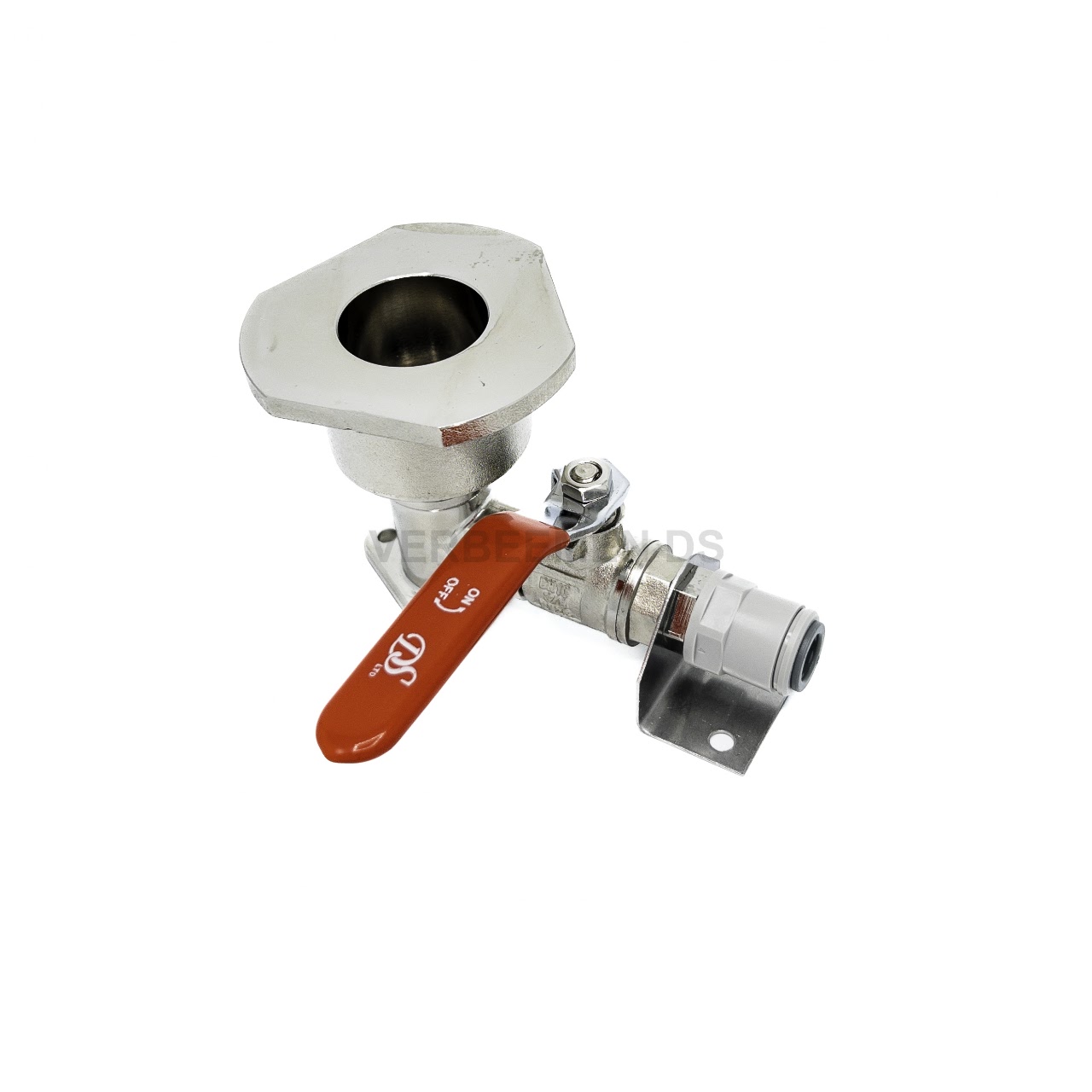 RVS spoeladaptor met kogelkraan en push-fit aansluiting